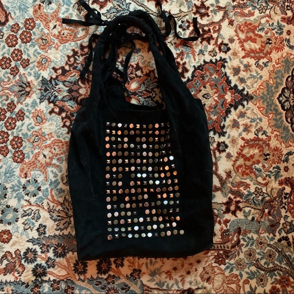 Cynthia Vincent Black Suede Tote